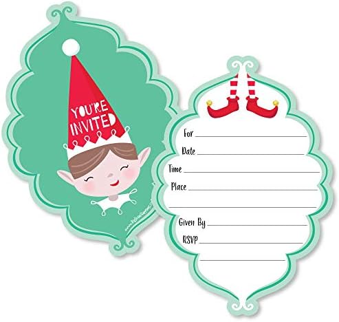 Big Dot of Happiness Elf Squad Fill-In Invitations Set of 12