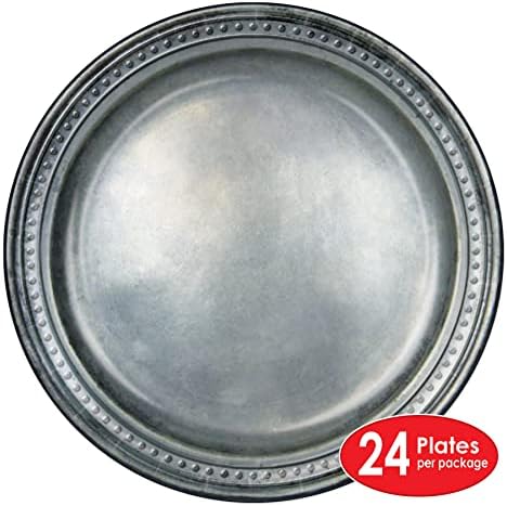 Beistle Pewter Paper Plates 24-Pack 9 Inch