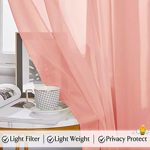 RYB HOME Long Sheer Curtains Scarf for Wedding Canopy Bed Kids Room