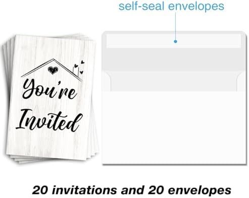 Brayqu Housewarming Party Invitations Rustic Home Sweet Home Fill-in 20 Set