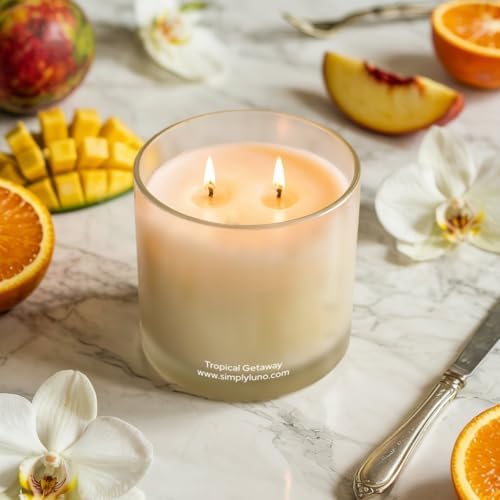Tropical Getaway Scented Candle 14oz Soy Wax with Coconut Mango Sea Salt