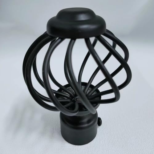 MAGICLULU 2pcs Round Curtain Rod Finials Black