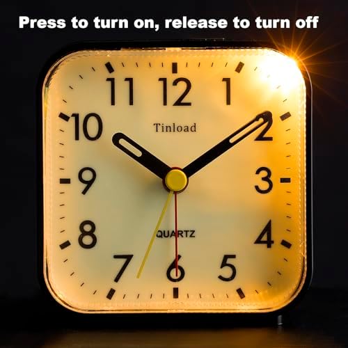 Glow in Dark Analog Alarm Clock with Silent Non-Ticking Design