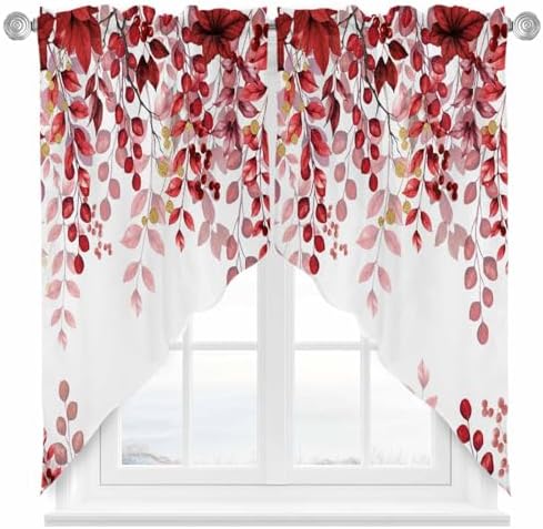 Savannan Red Leaves Rod Pocket Curtains 2 Panel