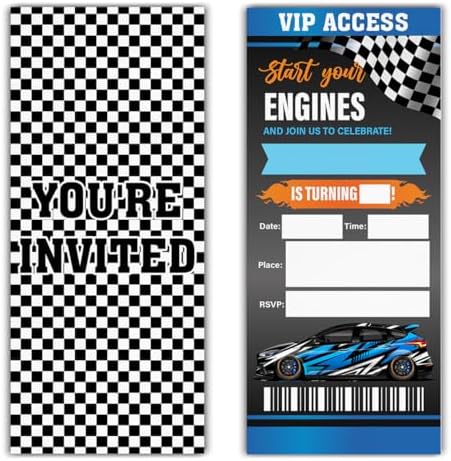 Race Car Birthday Invitations Set of 20 with Envelopes