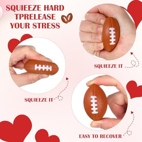 36 Pcs Kids Valentines Day Gift Cards with Foam Football Stress Balls