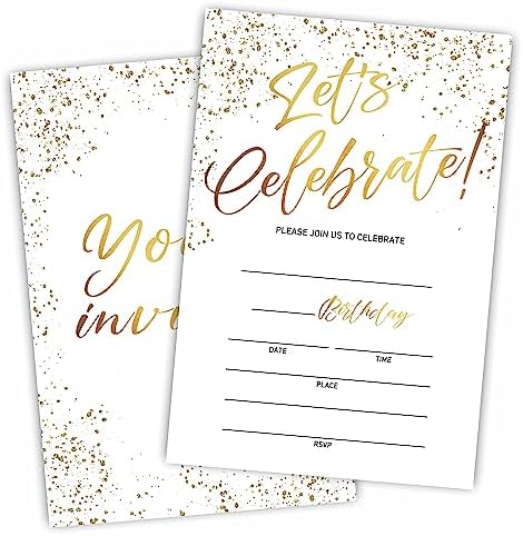 Lets Celebrate 20 Golden Classic Invites With Envelopes