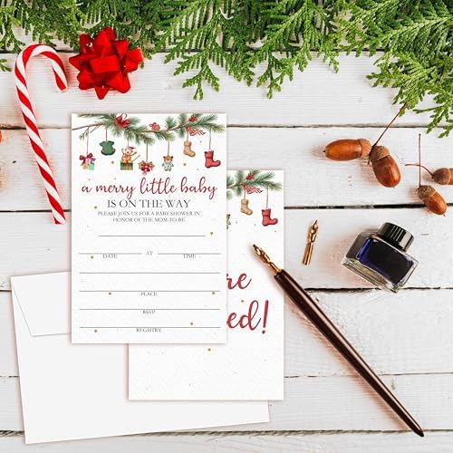 Winter Baby Shower Invitations for Boy Girl 25 with Envelopes