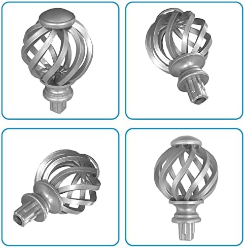 4 Pcs Spiral Cage Curtain Rod Finials for 58 Inch Rod