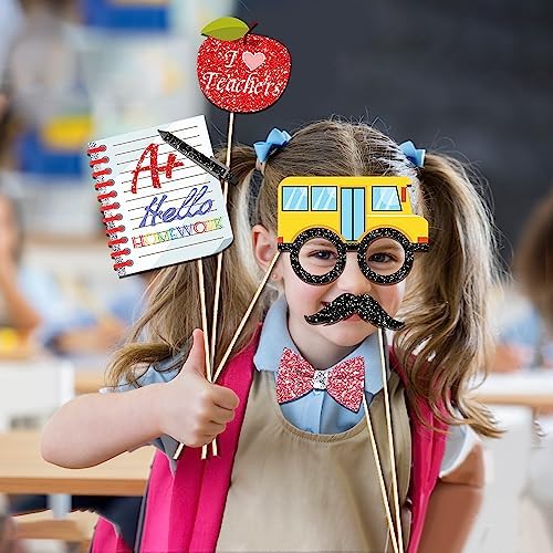 45Pcs Back to School Photo Booth Props Kit with Sticks