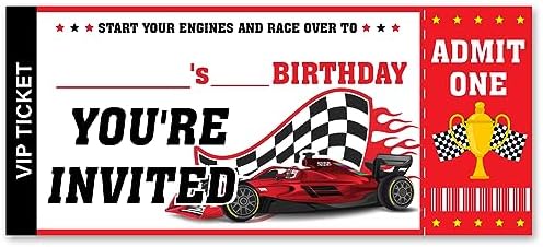 VAHATAN Car Racing Birthday Invitations 20 Pack with Envelopes