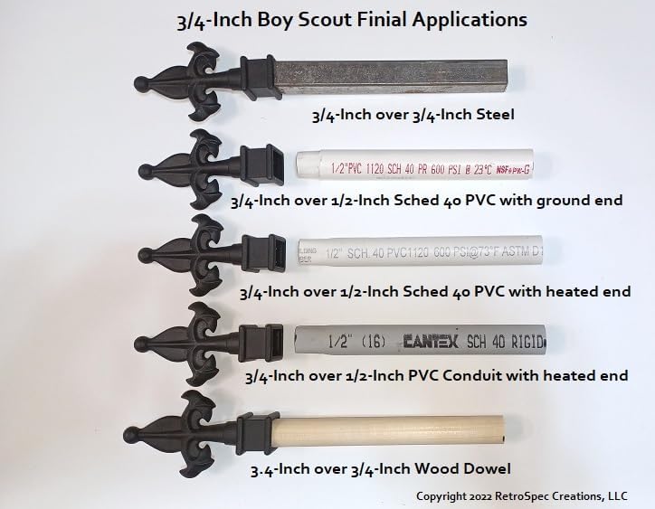 Pack of 25 Black Plastic Fence Finials with Fleur-de-lis Design