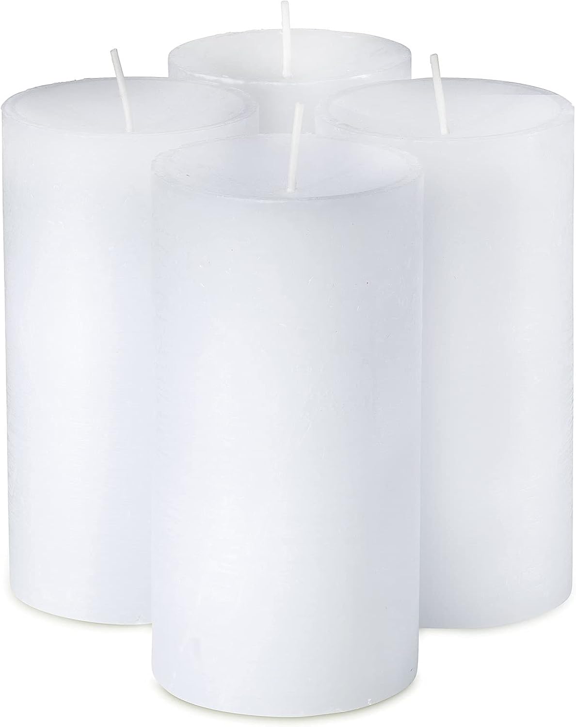 SPAAS Rustic White Pillar Candles Set of 4