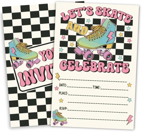 Roller Skate Birthday Invitations 30-Pack