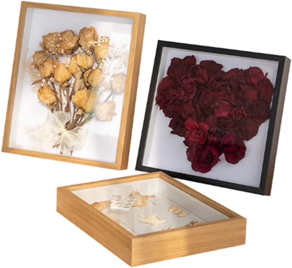White 8x10 Wood Shadow Box Frame with Glass Door