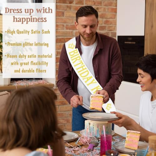 7 Pcs Birthday King Sashes for Men or Boy