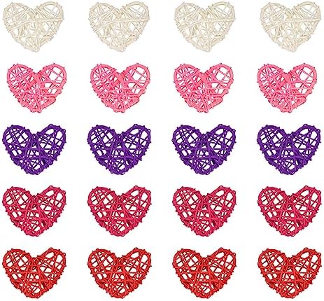 MECCANIXITY 20Pcs Heart Shaped Rattan Ball Vase Filler