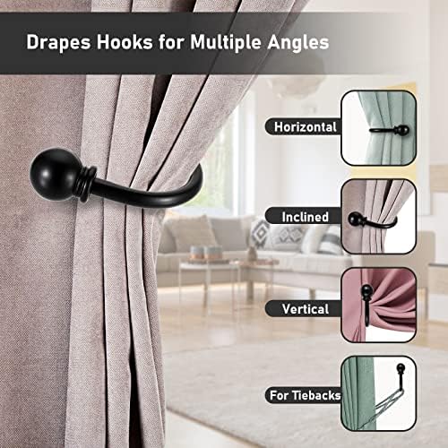 Sumnacon Set of 2 Black Metal Curtain Holdbacks