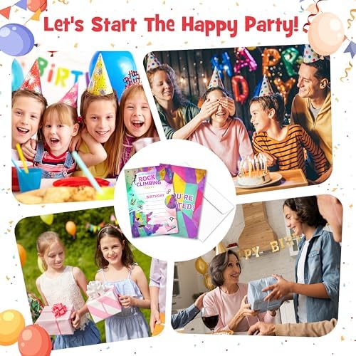 Rock Climbing Birthday Invites for Boys Girls 20-Pack