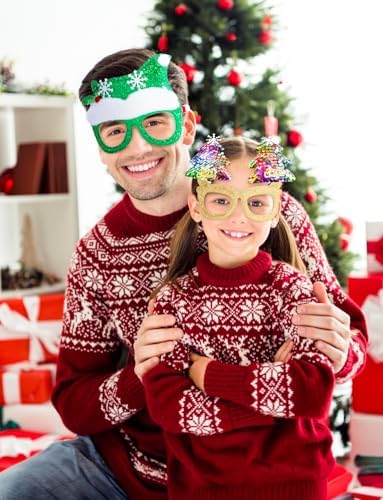 12Pcs Glitter Christmas Party Glasses Frames