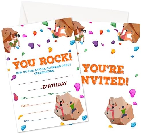 Climbing Birthday Invitations With Envelopes 20 Pack