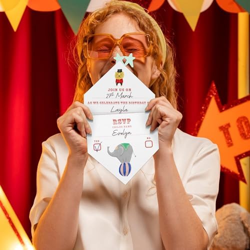 Cheerland Circus Themed Birthday Invitations with Stickers