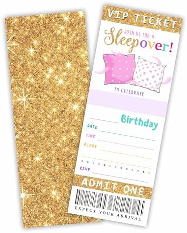 Cudwid Gold Glitter Girl Birthday Invitation Tickets 20 Pcs Double Sided