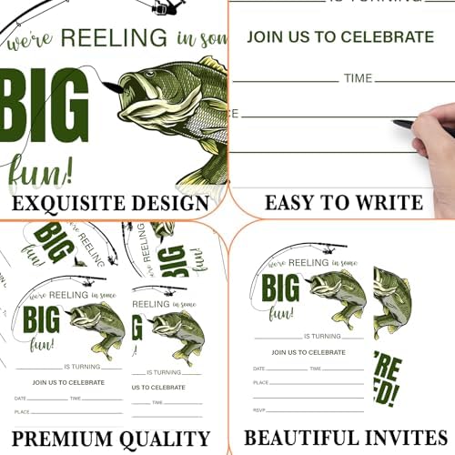 Fishing Theme Birthday Invites with Envelopes Set C03