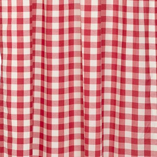 VHC Brands Farmhouse Red Buffalo Check Curtains Panel Pair