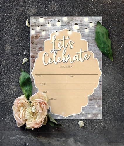 Stonehouse Collection Rustic Party Invites Set of 25