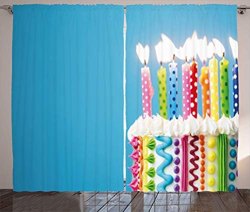 Lunarable Colorful Curtains Happy Birthday Themed Panels