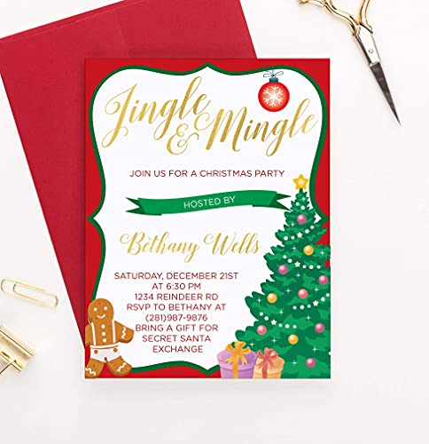 Personalized Christmas Party Invites with Envelopes