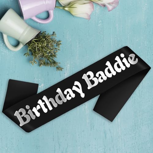 Birthday Baddie Sash with Silver Foil