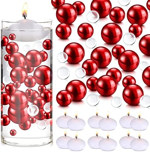 Fumete 10162 Pcs Floating Candles for Centerpieces Red