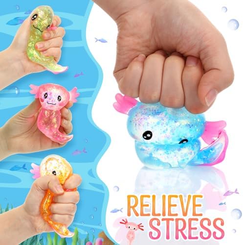 HyDren 12 Pcs Axolotl Fidget Toy with Cards 1