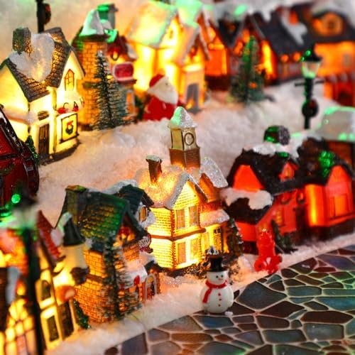 Kajaia 24 Piece Christmas Village Houses Set with LED Lights