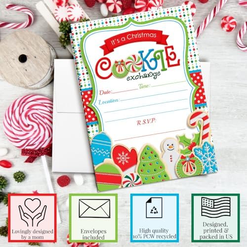 Amanda Creation Christmas Invitations 20 Pack with Envelopes