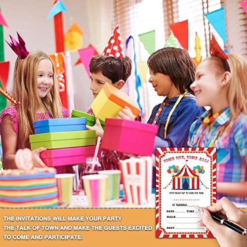 Carnival Birthday Invitations with Envelopes for Kids
