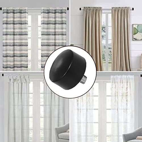 4 Pcs Black Plastic Curtain Rod Finials for 34 Inch Rods