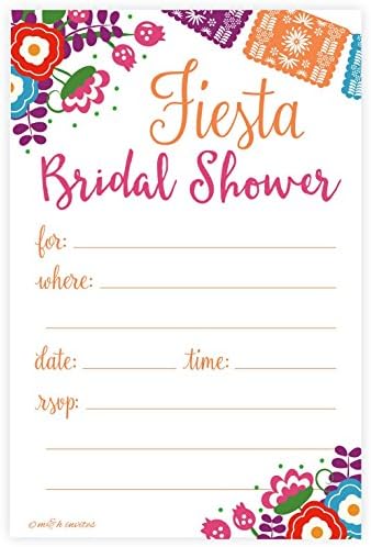 Fiesta Bridal Shower Invitations 20 Count With Envelopes
