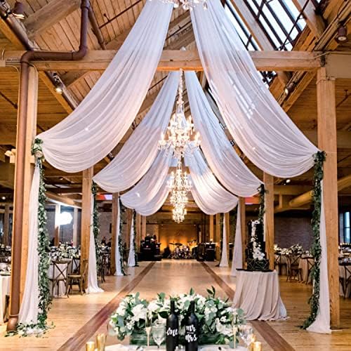 MODFUNS White Wedding Arch Drapes 4 Panels 5x30ft Sheer Curtains