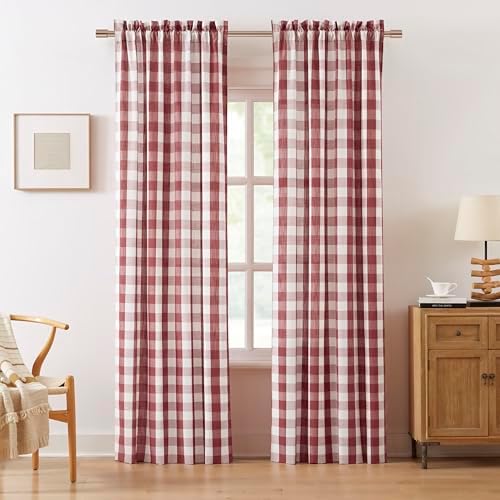 Red Buffalo Plaid Check Curtain Panels 40x84