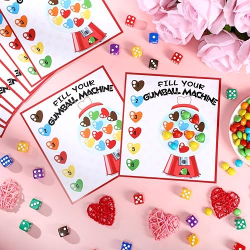 Wettarn Valentines Day Game Set with 30 Cards and Dice