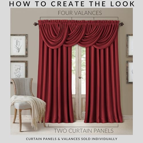 Elrene All Seasons Waterfall Valance 52x36 Red