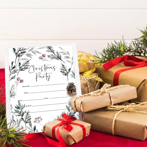 Whaline 25 Pack Christmas Invite Cards with Envelopes and Stickers