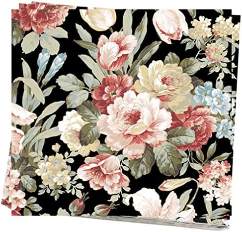 20-Count 65x65 Black Rose Napkins for Decoupage