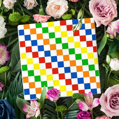 40Pcs Colorful Rainbow Napkins for Birthday Parties