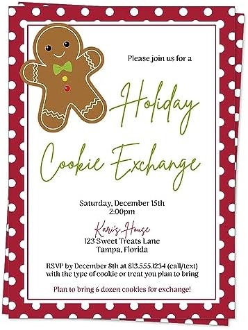 Gingerbread Cookie Exchange Invites with Polka Dots