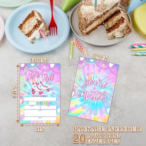 Lets Roll Birthday Invitations with Envelopes 20PCS
