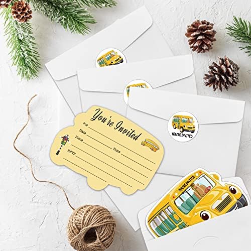 REWIDPARTY 20 Pack School Bus Shaped Invitations